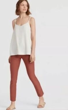 Eileen Fisher NWOT Russet Stretch Crepe Ankle Pants | L